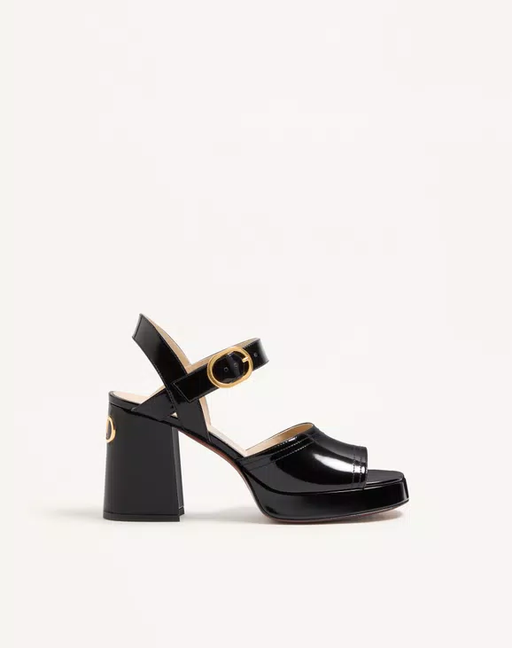 Valentino Fawcette Platform Sandal In Polished Calfskin 100Mm - Image 1